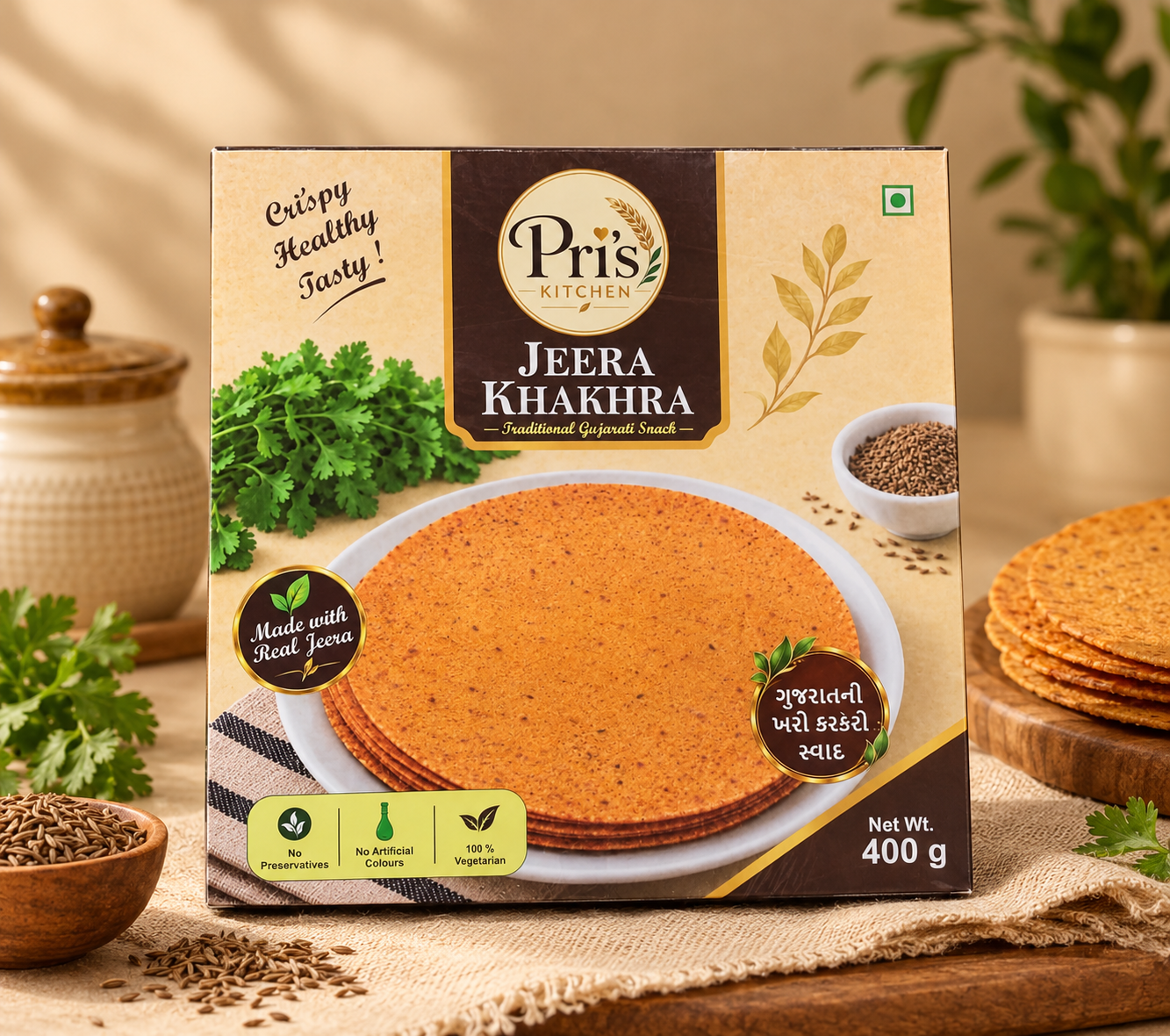 Pri’s Kitchen Jeera Khakhra - crispy Gujarati cumin snack